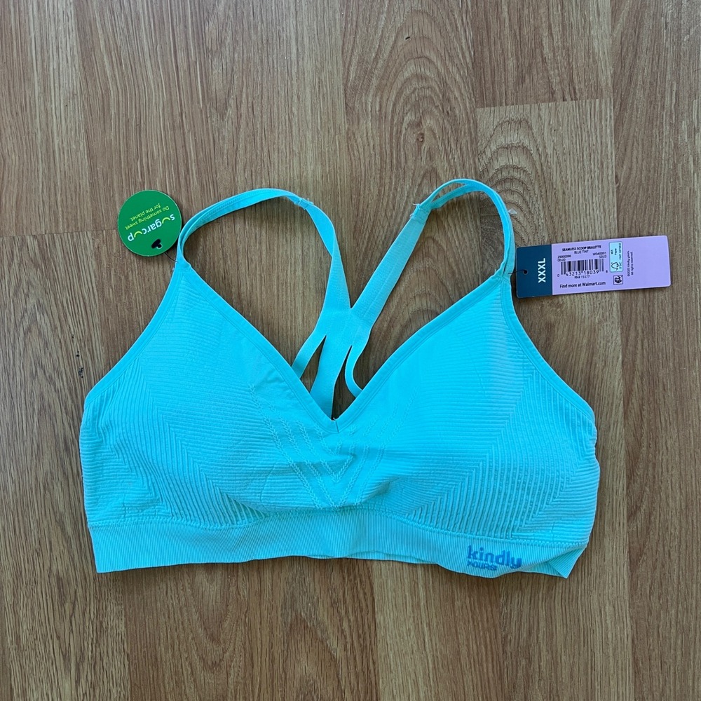 Kindly Yours Seamless Scoop Bralette Blue XXXL Sustainable Racerback Sports